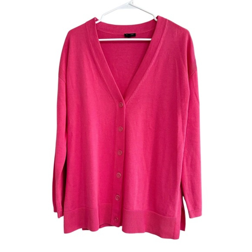 Talbots Bright Pink V-Neck Button Cardigan